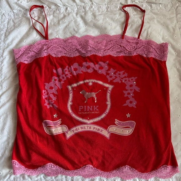 PINK Victoria's Secret Tops - Rare Y2K Phi Beta Pink Victoria’s Secret PINK Cami